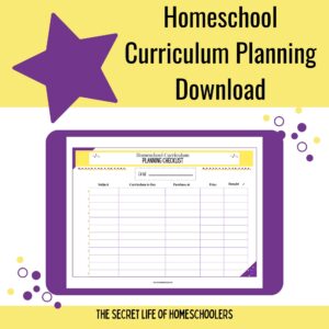 Homeschool Curriculum Planning Chart