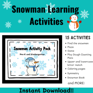 snowman activities, winter activities, early learning activities